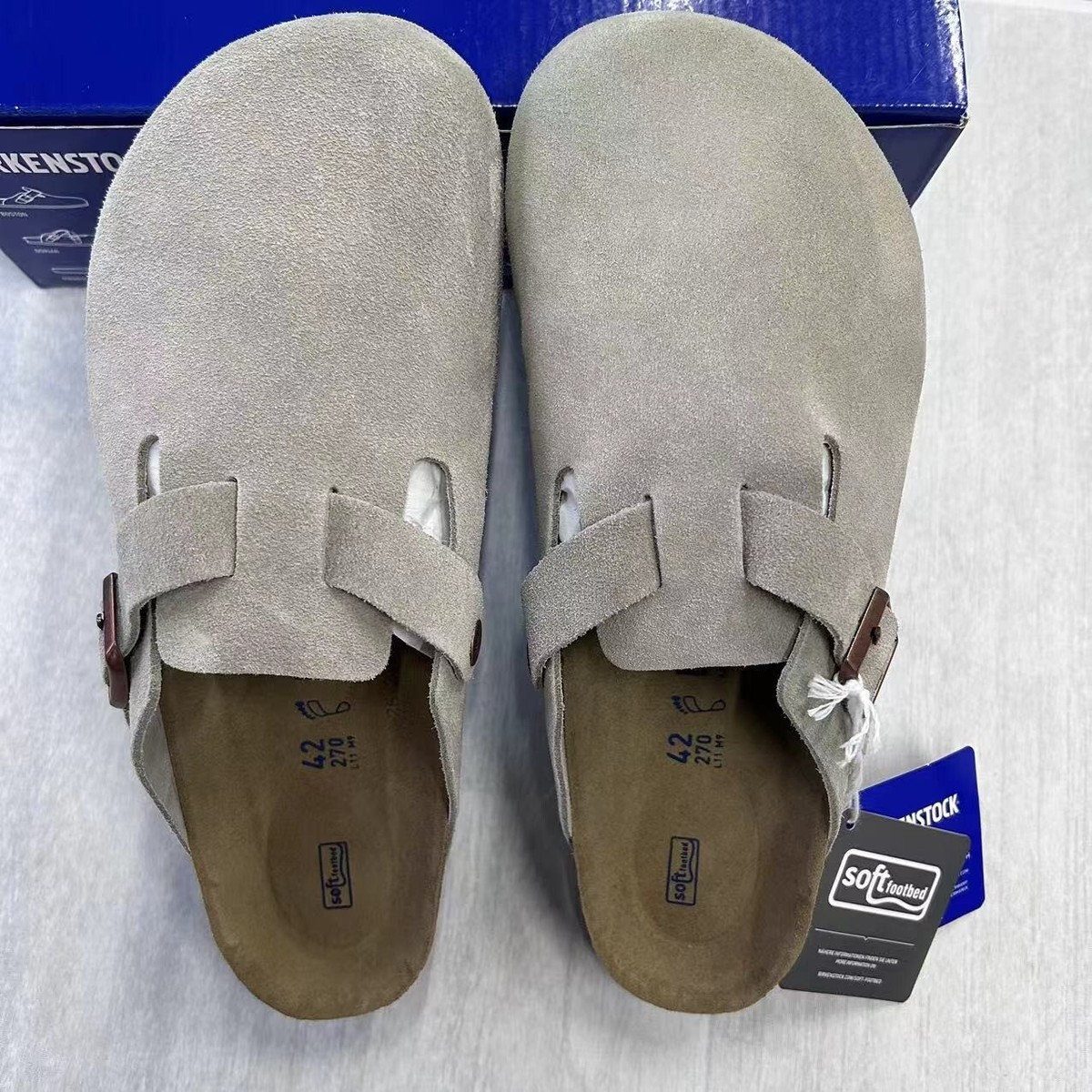 BIRKENSTOCK Boston スエード Taupe 42Regular Boston Soft Footbed Suede Leather Taupe | BIRKENSTOCK
