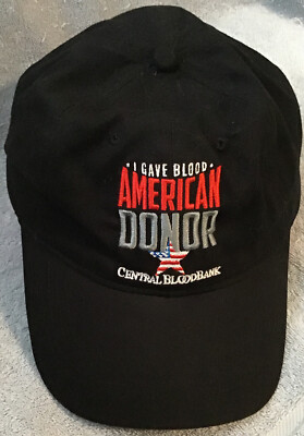 I GaveBlood American Donor Central Blood Bank Black Cap Hat