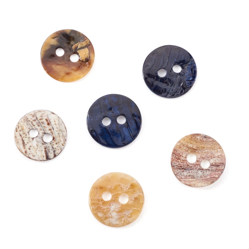 144pcs Akoya Shell Mother of Pearl Buttons 10x1mm Dyed Mixed Color Flat Round - Image 2 of 4