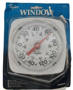 Taylor Window Thermometer No 5310 Bright Dial Fahrenheit Celsius Temperature F C