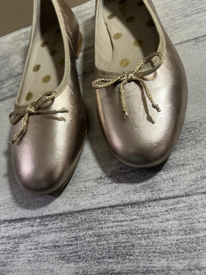 Planos de ballet Boden Kitty de cuero con suela flexible para mujer talla 37,5 - 7 dorados en EE. UU. Foto 3 de 4
