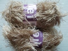 MeiMei Eyelash yarn, beige, lot of 2 57 yds each 