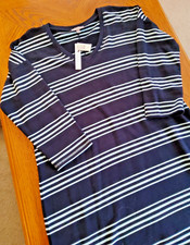 T By TALBOTS UPF 50+ SUN PROTECTION SHIFT DRESS-MEDIUM-3/4 SLEEVE-BLUE/AQUA-*NEW