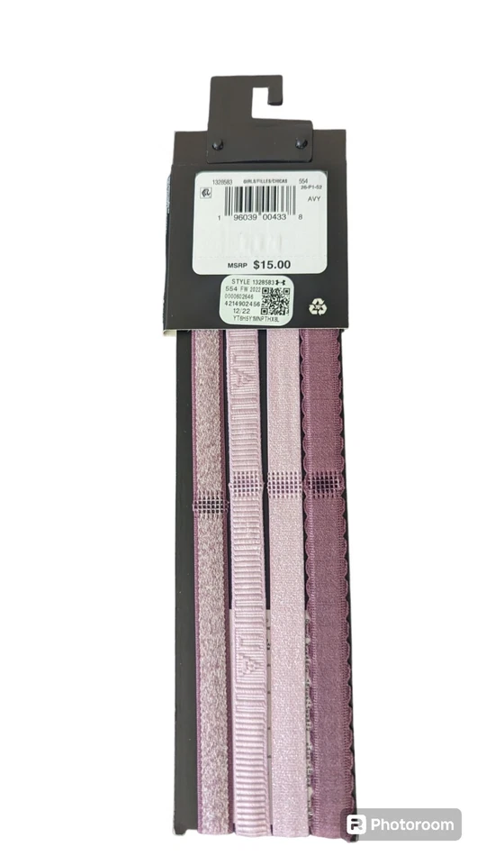 Paquete de 4 mini diademas Under Armour gráficas antideslizantes ceniza ciruela/rosa malva para niñas Foto 2 de 3