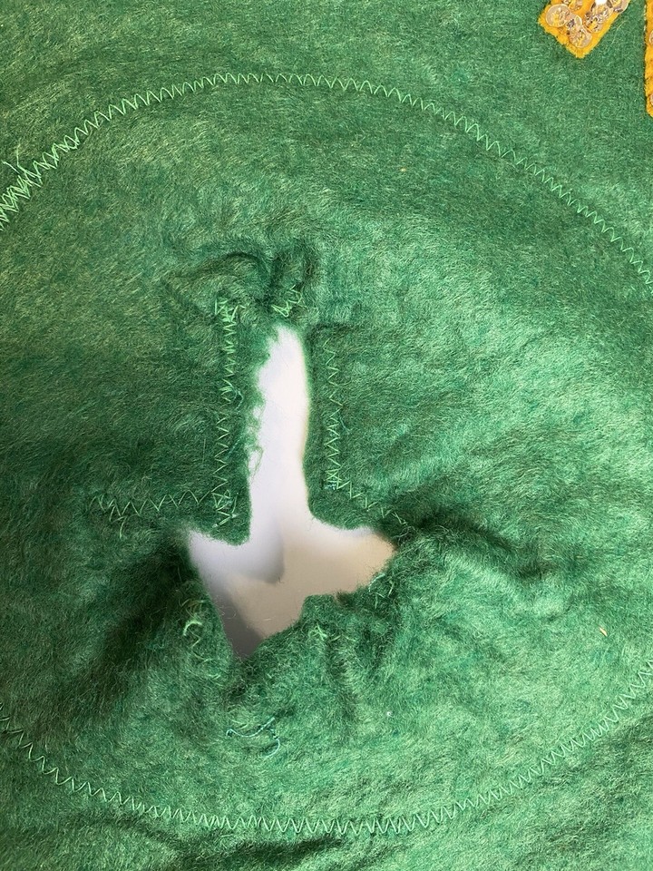 Vintage Bucilla Felt Handmade Christmas Tree Skirt Noel Santa Snowman