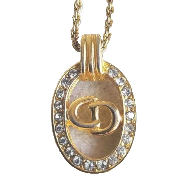 Collana donna con strass logo Christian Dior