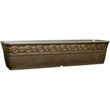 Classic Home and Garden Corinthian Resin Flower Rectangle Planter, Bronze, 18"