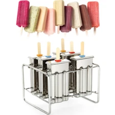 6pcs DIY Ice Cream Makers Stainless Steel  Mold Kit Stick Holder Home