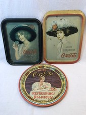 (3)Coca Cola Tin Metal Trays