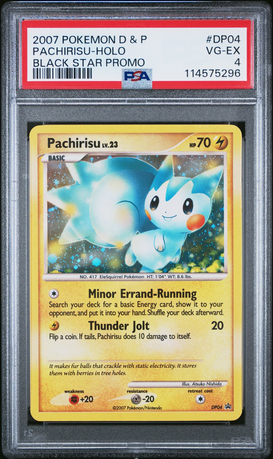 2007 POKEMON DIAMOND & PEARL BLACK STAR PROMO #DP04 PACHIRISU-HOLO PSA 4