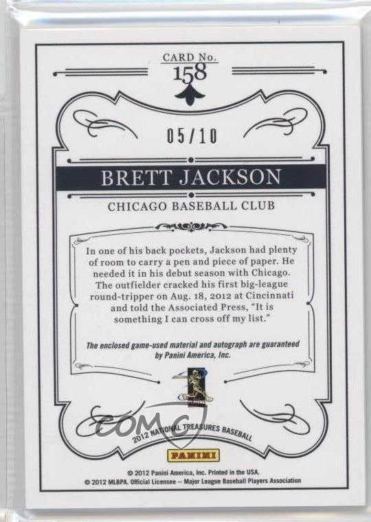 2012 Panini National Treasures Rated Rookies Black /10 Brett Jackson Auto RC - Image 2 of 2
