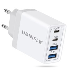 European Travel Plug Adapter, 40W 4-Port USB Wall Charger Plug Fast Charging ...