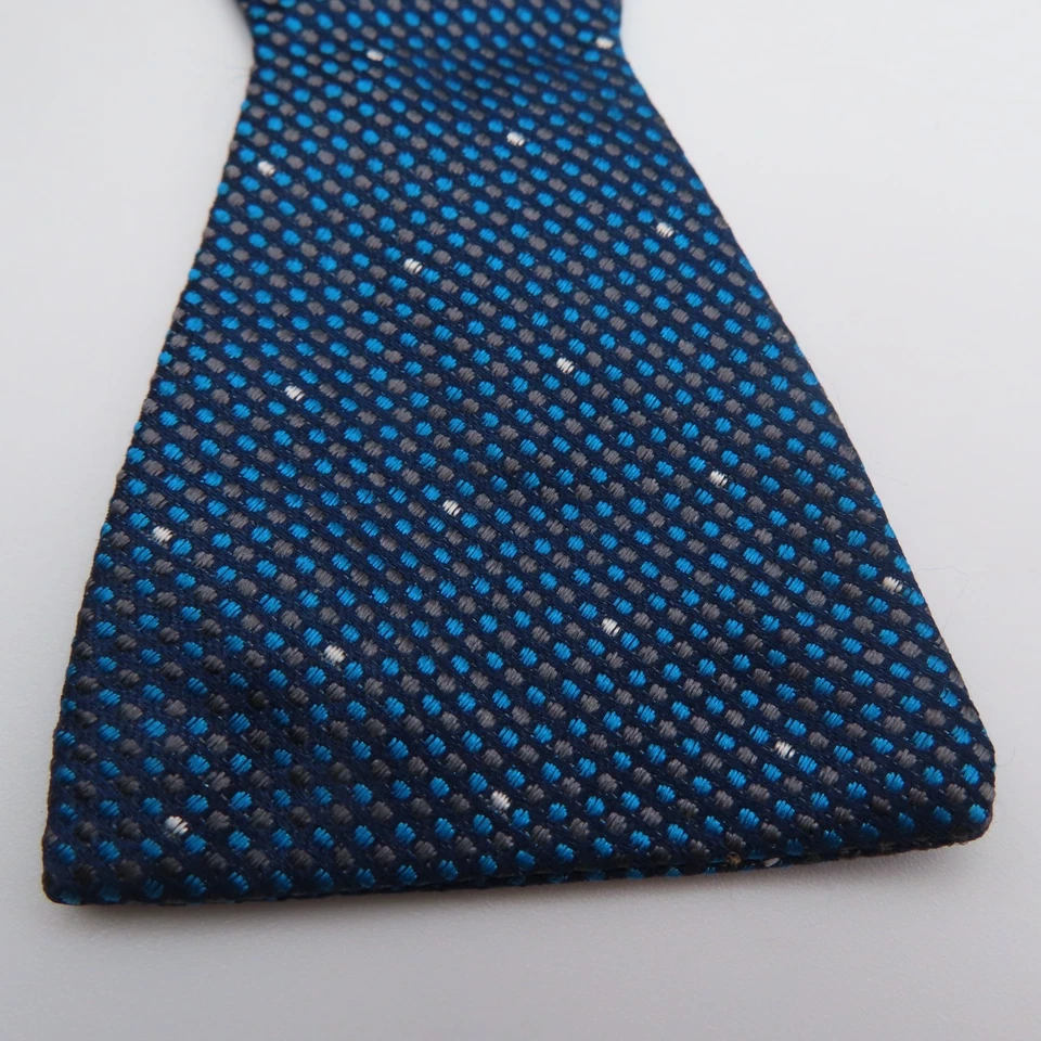 Pajarita Nicole Miller azul seda blanco lunares 2,25" de ancho Foto 2 de 4