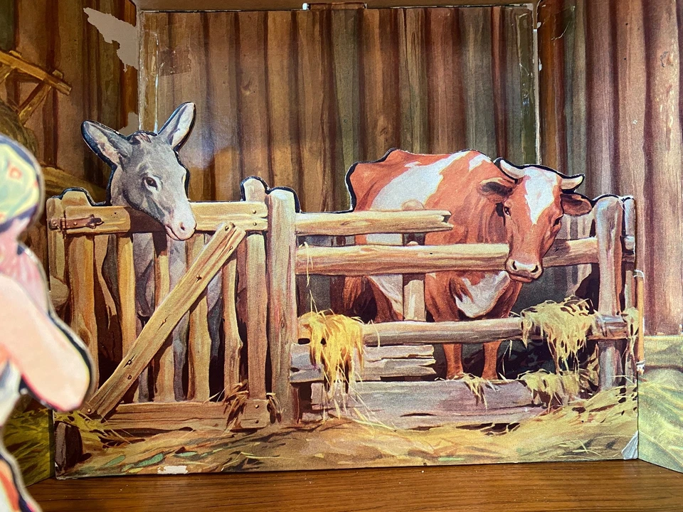 Belén de cartón Concordia 1933 "Christmas Crib" de 5 pies con caja St Louis MO Foto 2 de 4