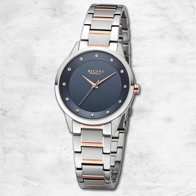 Regent Damen Armbanduhr Analog Metallarmband silber rosegold UR2212809
