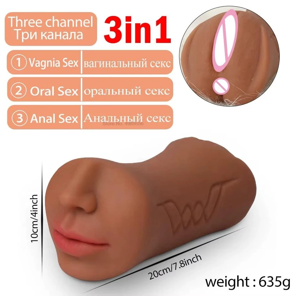 3-in-1 Oral Vagina Anal Realistic Pocket Pussy Male Masturbator Sex Toys For Men - Image 2 of 4