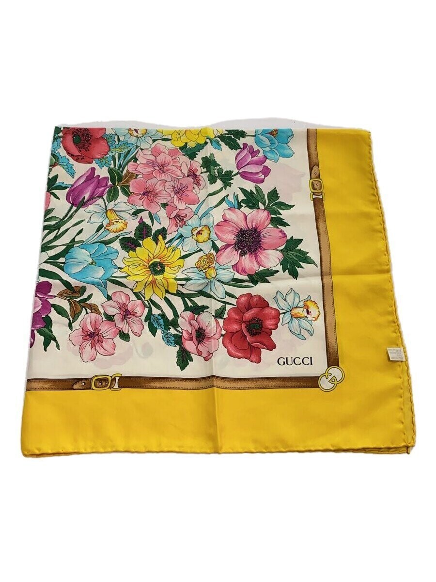 GUCCI Women's Yellow Silk Scarf with Floral Pattern YLW