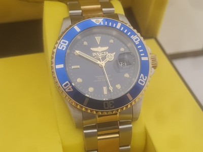 Invicta Pro-Diver Herrenuhr. Blaues Zifferblatt. Quarz. 26872. Stahl & Gold. Verpackt.