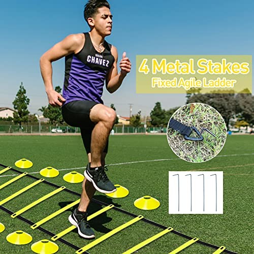 Speed & Agility Ladder Training Equipment Set, Includes 12 Rung 20ft yellow - Picture 5 of 8