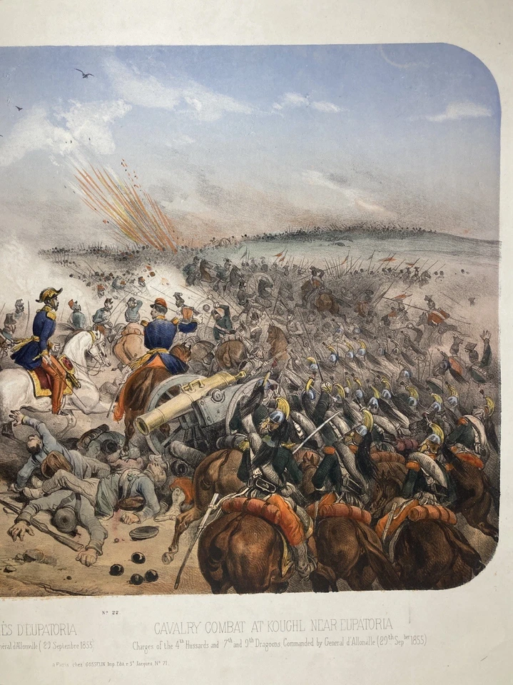 LITHOGRAPHIE Bataille de Kanghil 1855 Guerre de Crimée (KOUGHIL). Victor Adam. - Photo 4/4