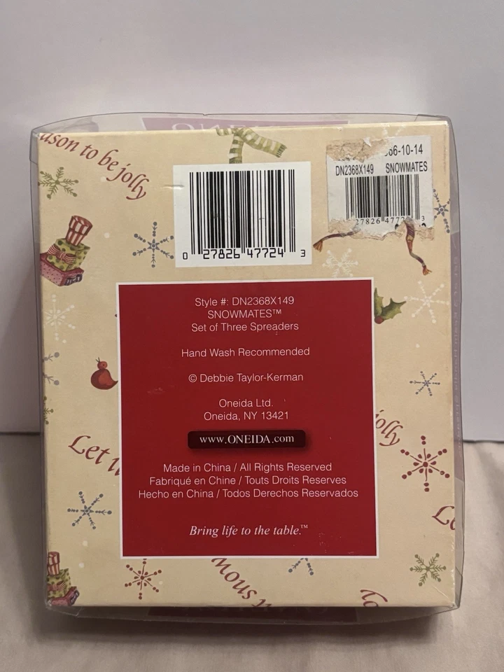 Oneida "Snowmates" Juego de 3 esparcidores de acero inoxidable muñeco de nieve de resina Foto 2 de 2