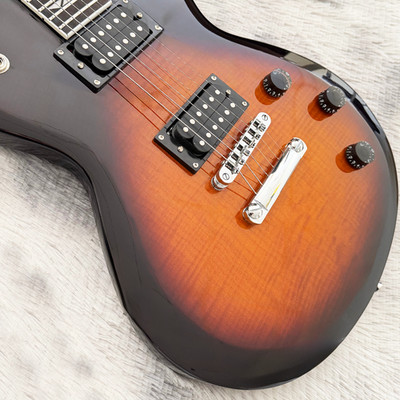Vintage Sunburst Flame Maple Top Single Cutaway Electric Guitar HH Pickups Chrom