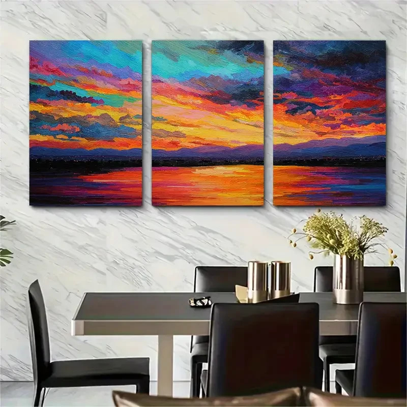 3pcs Sunset Landscape Evening Painting Perfect Wall Art Canvas Unframed/Framed