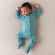 Kyte Baby 6-12 Months Bamboo Footie Sleeper Blue Pajamas Zippy Romper
