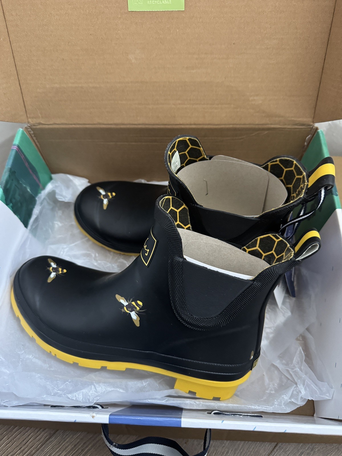 Joules Women  Wellibob  Ankle Wellies  - Black Bumble Bee   - UK 4/ Eur 37 image 6