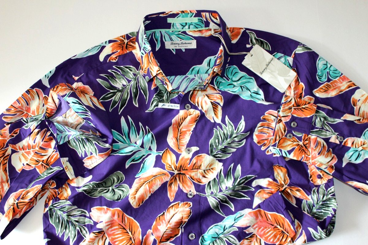 Tommy Bahama Shirt Siesta Keys Full Blooms Purple Island Zone