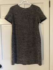 Talbots Pencil Dress Short Sleeve Gray Knee Length Zip Closure Women's 14Vintage