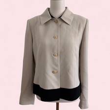 Casual Corner Annex Tan Button-Up Blazer with Classic Collar Size 14