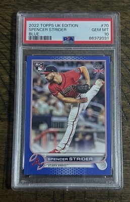 2022 Topps UK Edition - Spencer Strider RC PSA 10 Blue /75 #70