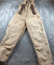 Carhartt Duck Bib Overalls Tan Double Knee Canvas Workwear Made USA