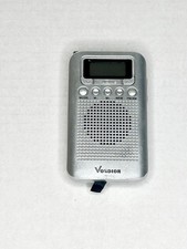 Vondior Digital AM/FM Portable Pocket Radio w/ Alarm Clock - Silver. Tested/Used