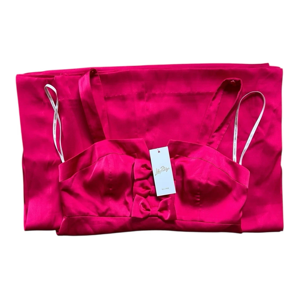 Платье макси Lilly Pulitzer Jean малиновое красное атласное размер 4 - Изображение 4 из 4