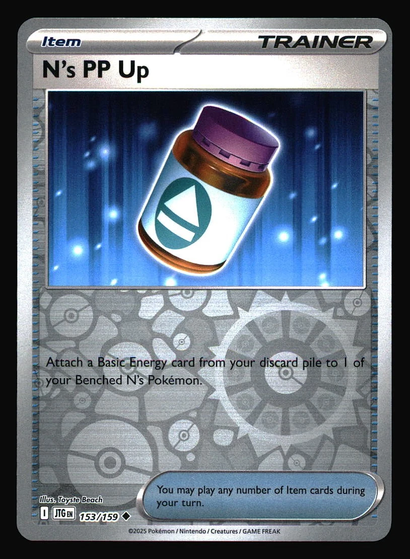 n's pp up pokemon card Cards Price Guide Attach a Basic Energy from your discard pile to 1 of your Benched Ns Pokemon. Carta Pokmon N S Pp