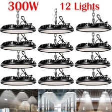 12 Pack 300W UFO LED High Bay Light Factory Warehouse Commercial Light Fixtures