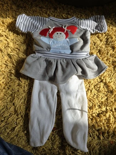 Vintage Cabbage Patch Kid coleco  grey portrait dress and tights outfit set