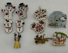 Lot Xmas Disney Steamboat Willie Happy Holiday Mickey Pluto Sleigh Snowman Pin