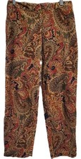 Talbots Y2K tan multi color paisley cotton corduroy straight leg pants 8