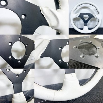 Italvolanti White Black Leather Steering Wheel 330mm Vintage JDM