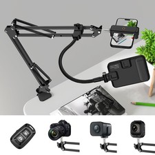 Overhead Phone Mount with 60 LED Portable Selfie Light and Phone Holder for D...