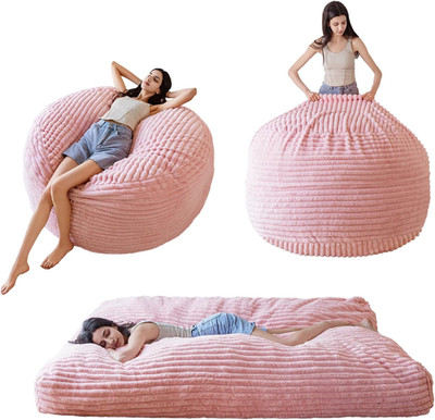 Giant Bean Bag Chair Bed for Adults, Convertible Beanbag Folds from Lazy Chair t