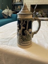 German Beer Stein Wald Wild Jagerei 8.5 In Beer Collectible German