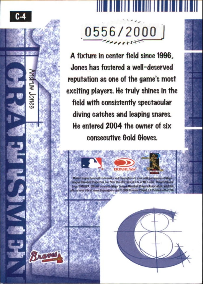2005 Donruss Craftsmen #4 Andruw Jones /2000 - BB - Image 2 of 2