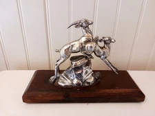 Fine Weidlich Bros. Silver Plate Antelopes A.J. Flauder, wood Base