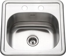 Hospitality Stainless Steel Bar Prep Sink 15 Inch Drop-In Topmount 2-Hole Sink