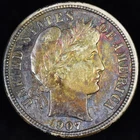 1907-P BARBER DIME ✪ AU ALMOST UNC DETAILS ✪ 10C SILVER COIN BJ ◢TRUSTED◣