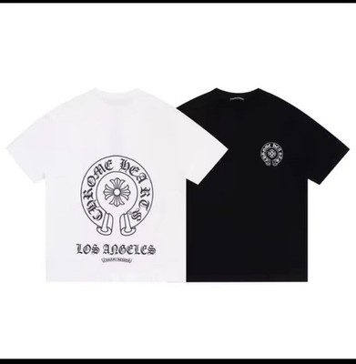 Chrome Hearts Logo Graphic Men's Crew Neck T-Shirt White Black